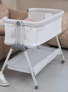 lot 274 image: ANGELBLISS Baby Bassinet Bedside Sleeper, Easy Folding Portable Bassinet for Baby with Wheels, Adjustable Height, Included Mattress