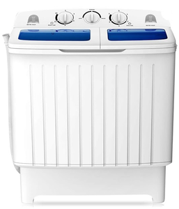 lot 199 image: COSTWAY Portable Washing Machine, Twin Tub 20 Lbs Capacity, Compact Laundry Washer(12 Lbs) and Spinner(8 Lbs), Durable Design Timer Control, Perfect for RV, Apartments and Dorms, BlueWhite