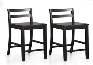 lot 397 image: Wooden Bar Stools Set of 2 with Ergonomic Backrest and Footrest