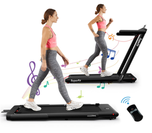 lot 47 image: 2.25HP 2 in 1 Folding Treadmill with APP Speaker Remote Control