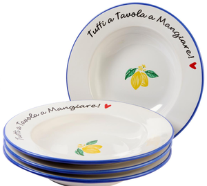 lot 148 image: Lidia Bastianich 4-pack Pasta Bowls with Signature Phrase