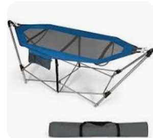 lot 190 image: Folding Hammock with Side Pocket & Iron Stand