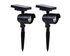 lot 474 image: Members Mark Matte Black LED Solar Spot Lights, 2-pack