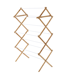 lot 481 image: Mainstays Space-Saving Collapsible Bamboo Laundry Clothes Drying Rack