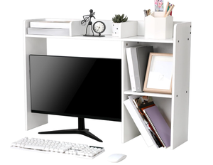 lot 488 image: Dorm Desk Bookshelf Desk Hutch Organizer with 5 Shelves and 3 Tier Desktop Hutch Storage Organizer for College Dorm Home Office Supply, 32.5 x 23.5 x 8 Inch(BLACK)