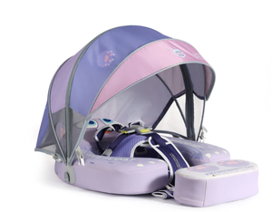 lot 496 image: Mambobaby Baby Floats with Canopy, Non Inflatable Swimming Pool Float UPF 50Canopy Protection No Flip Over Upgrade Tail Pool Float Water Float Summer for Infant Toddler 3-24 Months