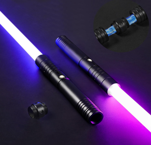 lot 285 image: 2 in 1 Dueling Lightsaber Alloy Handle Light Saber 15 RGB Colors with 4 Modes 6 Sound Effects