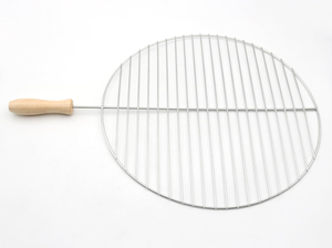 lot 424 image: Round Stainless Steel Grilling Rod with Wooden Handle