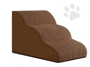 lot 435 image: 3 Steps Foam Dog Stairs  (for AODISMAN Dog Ramp Only), Suitable Size 22.4 L15.7 W15.7 H,Brown