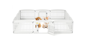 lot 451 image: Costway 12 Panel Plastic Dog Playpen with Lockable Gate for Small & Medium Sized Dogs