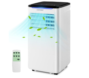 lot 458 image: COSTWAY Portable Air Conditioners, 10000 BTU Portable AC Unit for Room up to 400 Sq.Ft with Cool, Fan, Dry & Sleep Mode, Timer, Remote Control & Window Vent Kit, 3-in-1 Portable AC for Bedroom, Office