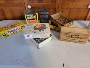 lot 21K image: Vintage Food Packaging and Catalog Collection including Hersheys, Velveeta, and Cracker Barrel Boxes