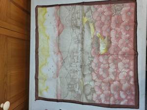 lot 33K image: Set of 3 Vintage Silk Scarves - Floral, Butterfly, and Solid Pink Designs