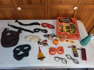 lot 38K image: Vintage Halloween Masks, Glasses, Noisemakers, and Costume Accessories Collection