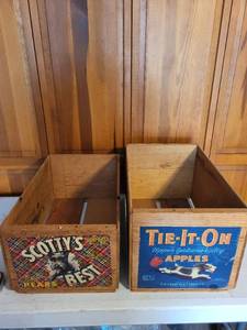 lot 52K image: Pair of Vintage Wooden Fruit Crates with Original Labels