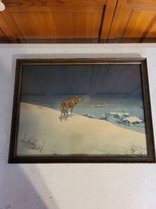 lot 60K image: 1928 Borin Chicago Framed Lone Wolf Print, 14x16 Inches