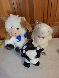 lot 63K image: Set of 3 Plush Animals Including Cow, Bunny, and Dreamy Eyes Calf
