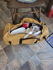 lot 85K image: Vintage Hockey Gear Set with KOHO Pads, Cooper Helmet, CANADA Gloves and Bag