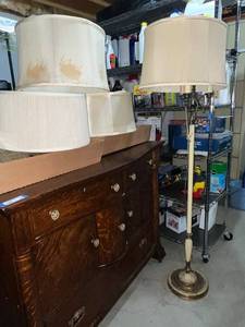 lot 4B image: Vintage Floor Lamp with Assorted Lamp Shades