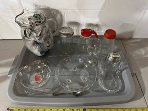 lot 28B image: Collection of Vintage Glass Tableware and Dispensers