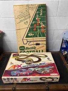 lot 41B image: Lot of 2 Vintage Games Aurora AFX Western Classic Slot Car Race Set and Tudor Electric Football Game