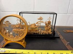 lot 59B image: Pair of Chinese Cork Art Dioramas in Glass Display Cases