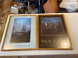 lot 63 image: Pair of Framed City Posters San Francisco and New York
