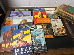 lot 64B image: Collection of Vintage Childrens and Educational Books Including Cub Scout Guides and Primers