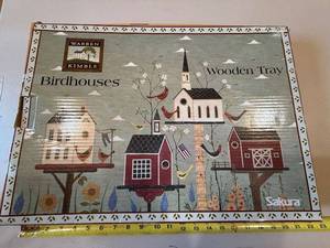 lot 65 image: Warren Kimble Birdhouses Wooden Tray in Box