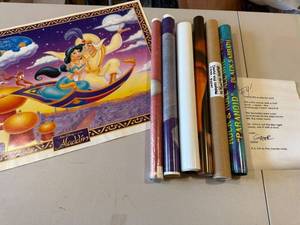 lot 69 image: Collection of 6 Vintage Movie Posters including Dazed and Confused, The Lion King, and Aladdin