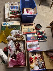 lot 81B image: Large Collection of Vintage Christmas Ornaments and Holiday Lights