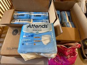 lot 88 image: Lot of Attends Advanced Underwear Large and Certainty Pads for Women