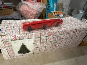 lot 90B image: 6.5 ft Deluxe Mountain Fir Artificial Christmas Tree with Rolling Storage Bag
