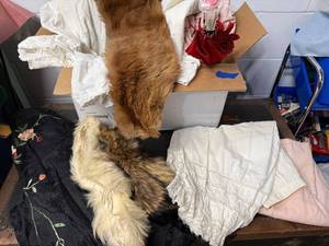 lot 94B image: Vintage Womens Clothing and Accessories Collection with Fur Collars and Embroidered Robe