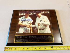 lot 95 image: Ted Williams Signed Plaque - The Kid Meets The Babe with Certificate of Authenticity