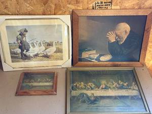 lot 97 image: Collection of 4 Framed Prints, Including The Last Supper and Praying Man