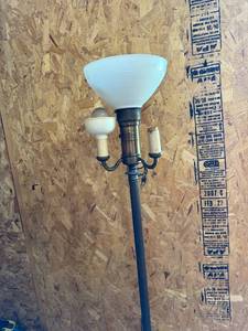 lot 109 image: Vintage Metal Floor Lamp with Glass Shade