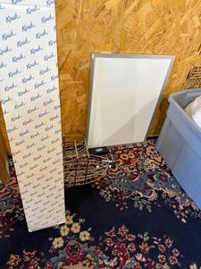 lot 118 image: Kirsch Valance Rod Kit, Whiteboard, and Wire Storage Baskets