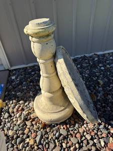 lot 219 image: Concrete Pedestal Bird Bath with Base and Bowl