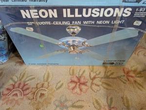 lot 49 image: 1-King of Fans 52in Lucite Ceiling Fan with Neon Light