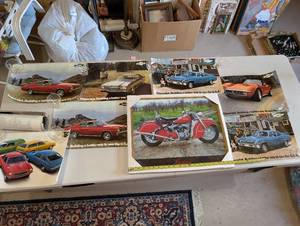 lot 59 image: Set of Vintage Chevrolet Car and Indian Motorcycle Posters