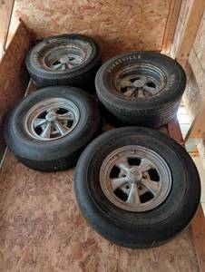 lot 60 image: Set of 4 Tires with Vintage 5-Spoke Rims