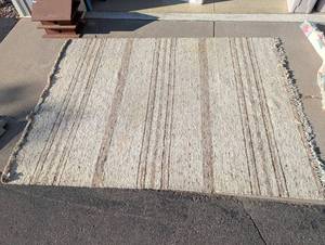 lot 153 image: Large Woven Area Rug with Neutral Stripes