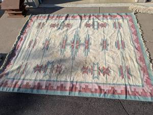lot 154 image: Large Southwestern Style Area Rug with Geometric Design