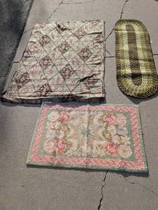 lot 156 image: Set of 3 Vintage Area Rugs Assorted Patterns and Sizes
