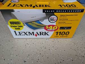 lot 168 image: Lexmark 1100 Color Jetprinter in Original Box with Printer Cable