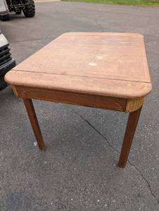 lot 179 image: Vintage Wood Drop Leaf Dining Table with Art Deco Details