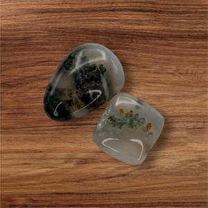 lot 59 image: 17.83 Carat Total Weight Natural Moss Agate Pair