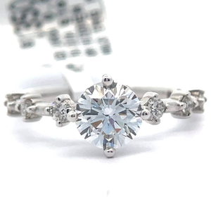 lot 19 image: 0.24 Carat Natural Diamond Hidden Halo Icicle Ring in 14k White Gold Retail $1,350 VIDEO