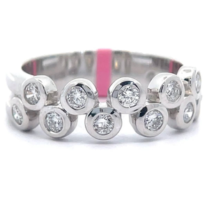 lot 52 image: 0.50 Carat Diamond Bubble Bezel Double Row Ring Retail $345 VIDEO